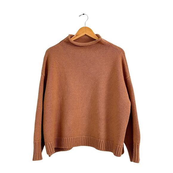 J. Crew Sweaters - Demylee x J.Crew Brown Heavy Wool Roll Neck Pullover Chunky Knit Sweater